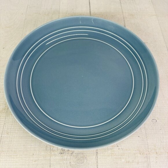Threshold Target WESTFIELD Aqua Blue Embossed Rings Coupe Dinner Plates Set of 2 - Picture 4 of 11